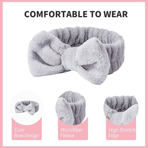 Spa-hodebånd, sminkehodebånd, fluffy sminkehodebånd, tilbehør til pyjamasfest, sløyfehodebånd