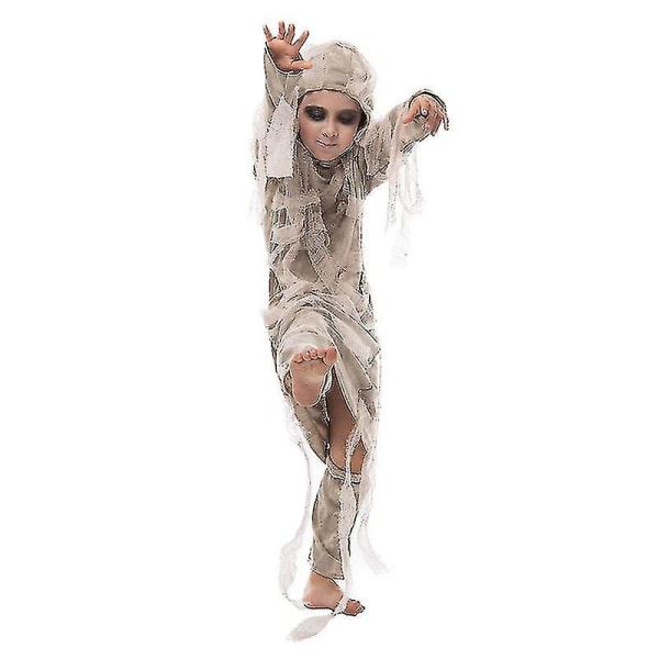 2022 Nye Barn Skremmende egyptisk Mumie Kostyme Barn Halloween Skrekk Mumie Wrap Outfit Cosplay Carnival Påske Purim Fancy Dress Girl L