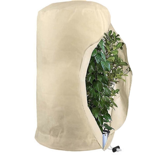 Pakkassuojapussit kasveille, Uudelleenkäytettävä cover kiristysnyörillä, Puutarhafleecelaukut talvi Beige M-80x100cm