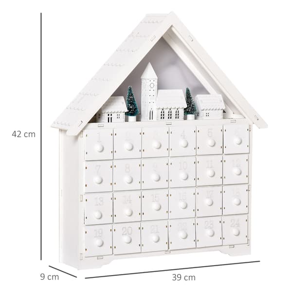 Adventskalender, 39x9x42 cm, hvit