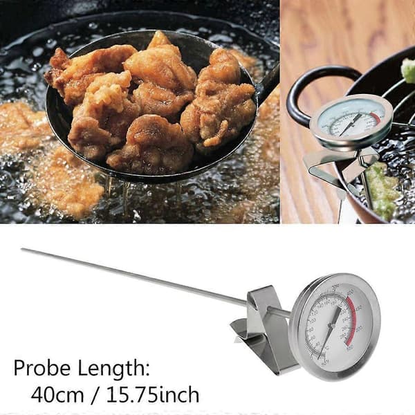 40 cm lang sonde rustfrit stål frituretermometer til pommes frites