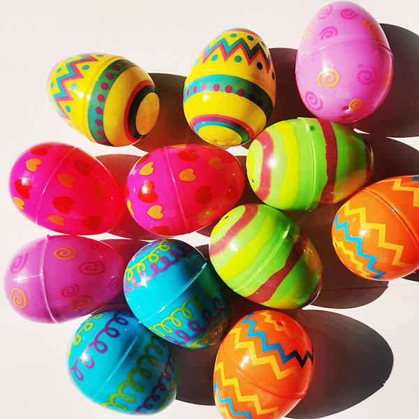 12/36 st tryckta ägg påsk-twister tryckta öppna ägg plastblomleksaker äggskal 12pcs