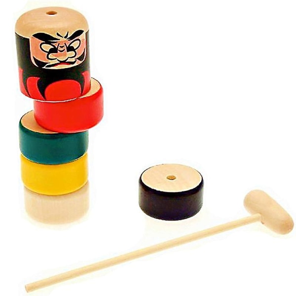 Baby Kids Daruma Otoshi Japansk Folklig Hantverksspel Knacka Och Stapla Regnbågs Torn Kreativ Baby Trä Pedagogisk Knackleksak