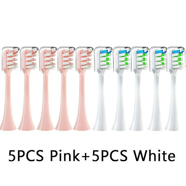 10 st Ersättningsborsthuvuden Dupont Mjuka Passande Vakuum Friska Borstmunstycken för Soocas X3/x3u/x5 Sonisk Elektrisk Tandborste 5Pink5White