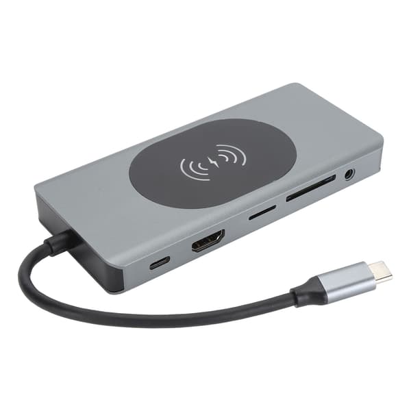13-i-1 USB C-hub med dockingstation og kortlæser