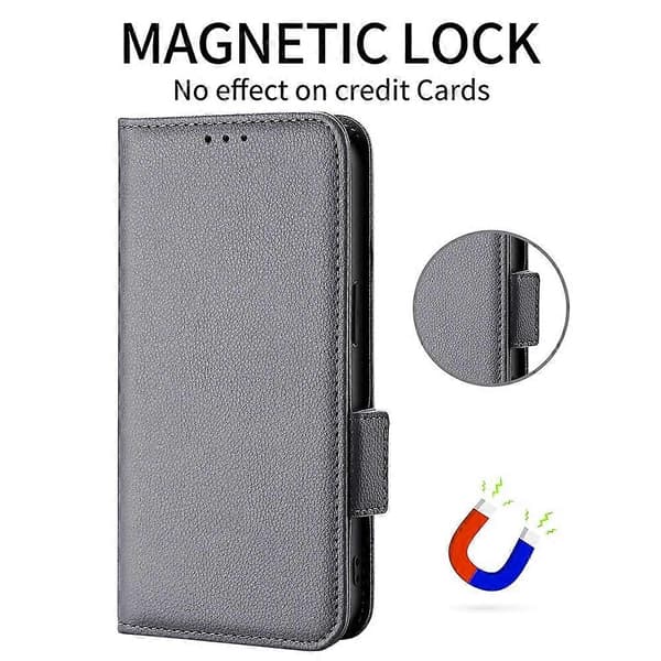 Fodral för ZTE Blade A76 5G med handledsrem, litchi-textur PU-läder plånboksfodral Grey Grey