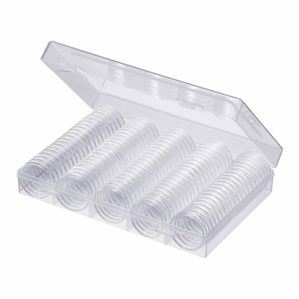 Plastmyntoppbevaringsboks 30 mm myntholder for samlemynter