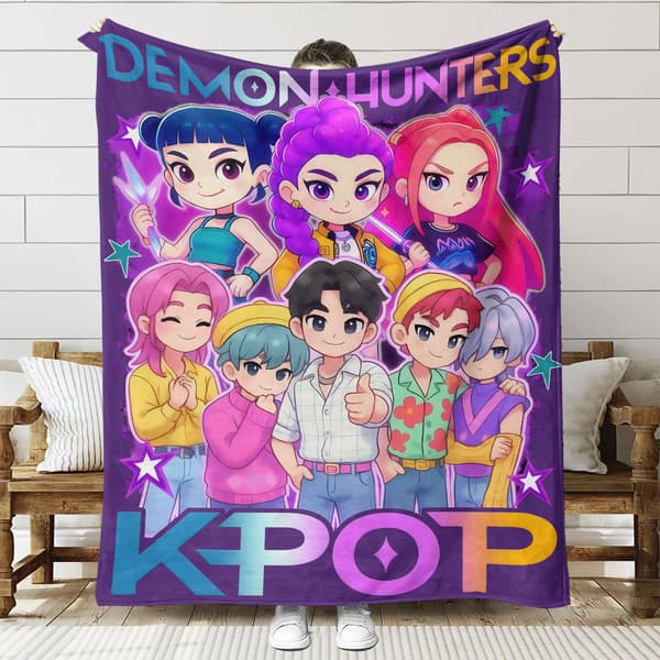 [LCS]Huntrix K-Pop Trykt Tæppe | Flanellplaid til Sofa & Seng (Anime Tema)]SNT044]70+100cm SNT044 SNT044 70+100cm