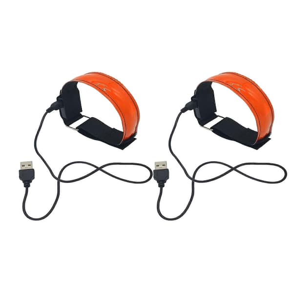 2x Oppladbare LED-lys Armbånd Høy Synlighet for Voksne Løping Orange