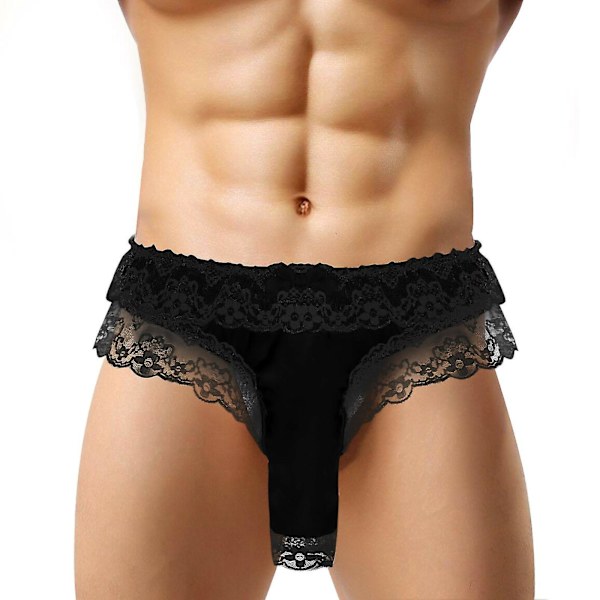 Herre Åpen Front Thong Black XL