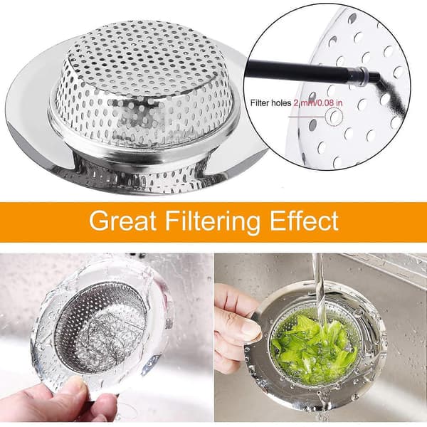 2-pack diskbänkssil i rostfritt stål, diskbänksfilter, diskbänksavloppssil (9 cm)