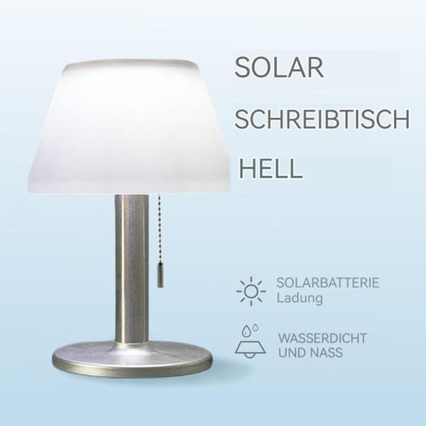 LED solcellebordlampe utendørslys dimbar IPX4 rustfritt stål plast KLB
