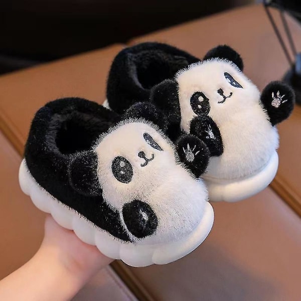 Tecknad Panda Vintertofflor för barn Plysch djurvarma bomullsskor för pojkar och flickor Fluffiga tofflor för inomhusbruk a1 26-27 Inner 16.5CM