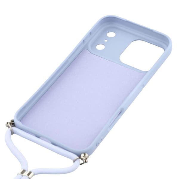 Skal för iPhone 17 Pro, mjukt TPU-fiberfoder, telefonfodral med axelrem Light Purple