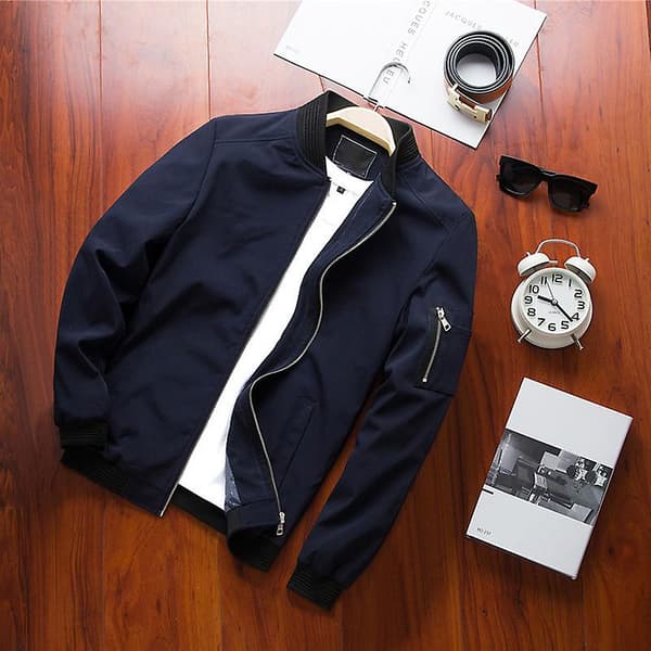 Herre Slim Fit Softshell Lynlås Baseball Flight Bomber Jakke Til Forår 2XL