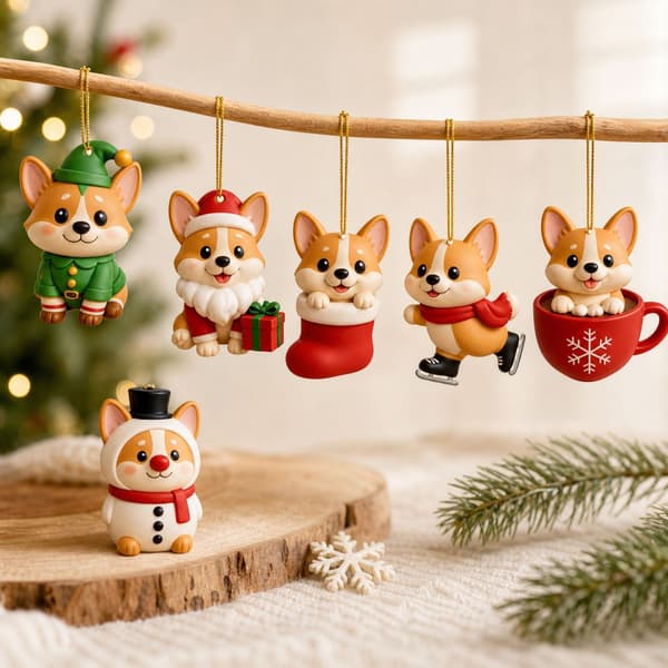 Corgi julekalender blind box - 24 mini-pynt i akryl til juletreet