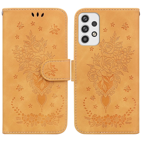 Case Samsung Galaxy A23 5g Cover Butterfly ja Rose Magneettinen Lompakko Pu Premium Nahkainen Flip Card Holder phone case - keltainen Yellow