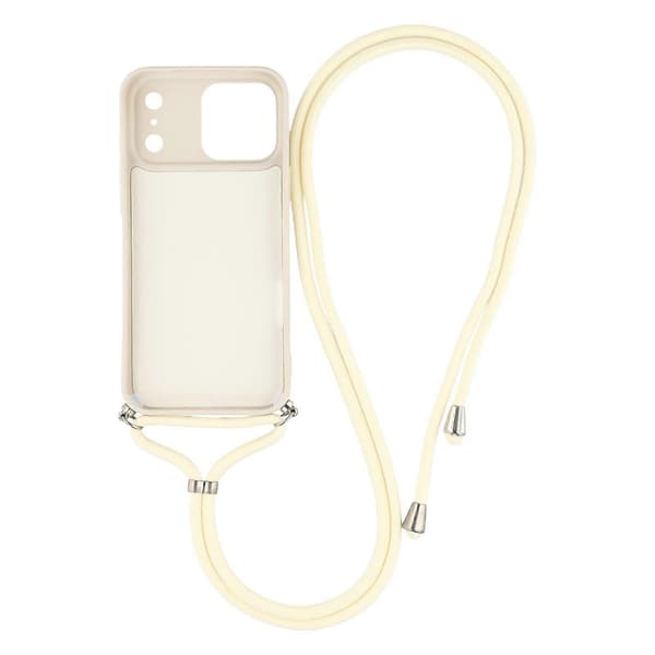 Skal för iPhone 17 Pro, mjukt TPU-fiberfoder, telefonfodral med axelrem White