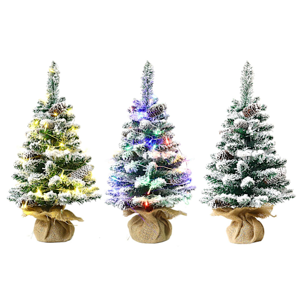 Miniatyrjulkträd med LED-belysning, realistiskt utseende, levande färg, batteridriven, upplyst konstgjort julgranspynt 45cm,ordinary