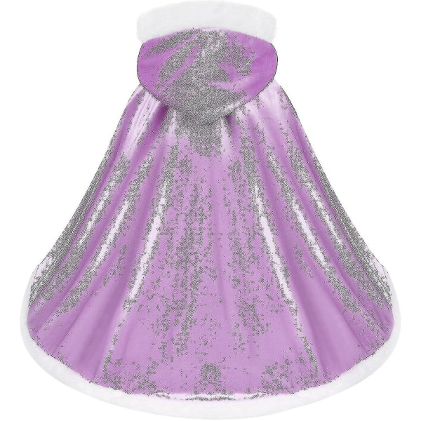 Vendbar kappe til voksne og børn, påske nytår kappe fancy kjole Vampyr Heks Troldmand Rollespil Kappe-zong Purple 110cm