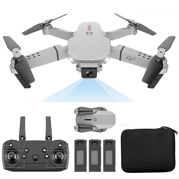 E88 Pro Drone med kamera til voksne og børn, 4k Hd Wifi Fpv Drone, Foldbar Rc Quadcopter til begyndere, Legetøjsgaver med 3 batterier
