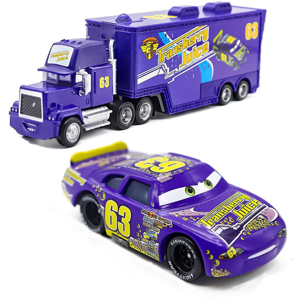 Bilar-filmen Mcqueen & The King & Chick Hicks & Mack Truck Uncle Diecast Leksaksbilar Set J