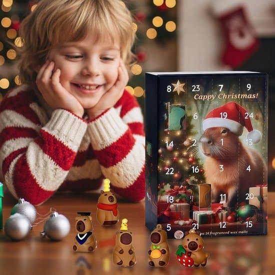 Kapybara-adventskalender 2026 – 24 dagers nedtelling med 24 figurer – 3D-dekorasjoner – 1 sett