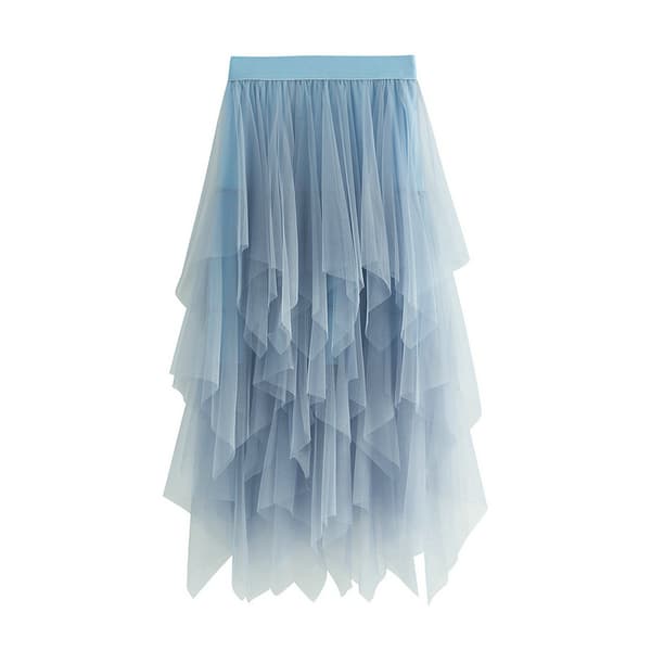 Kvinners Tulle Skjørt Elastisk Midje Mesh Langt Skjørt blue