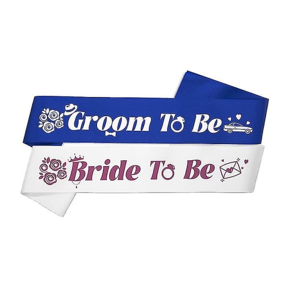 Uusi 2 kpl Bride To Be ja Groom To Be Sash Wedding Kihlauksen sarja