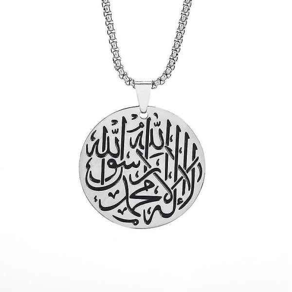 Ayatul Kursi Armband i rostfritt stål Islamisk Muslimsk Koran Vers Manschett Armband Män Arabisk Kalligrafi Messenger Smycken Presenter AL6678-Silver-color