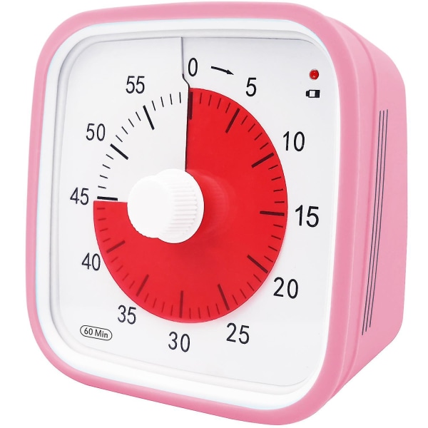 Visuell nedtellingstidtaker, Visuell tidtaker for store klasserom for barn og voksne, slitesterk mekanisk kjøkkenur Pink