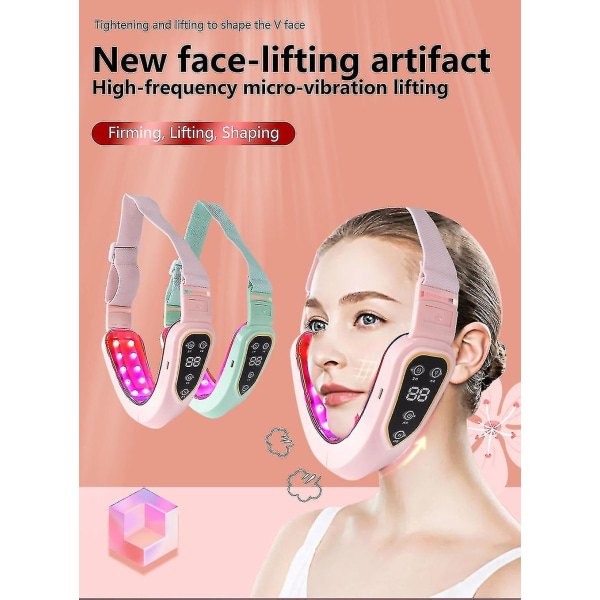 V Face Shape Face Lifting Ems Facial Slanking Massager Dobbelthagefjerner Led lysterapi Ansigtsløftningsenhed Z Green