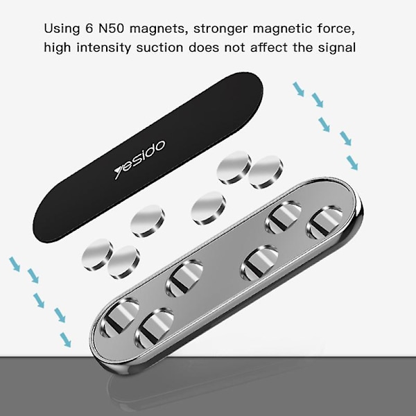 Yesido C83 Magnetisk Biltelefonhållare Lazy Zinklegering Slank Telefonfäste Silver