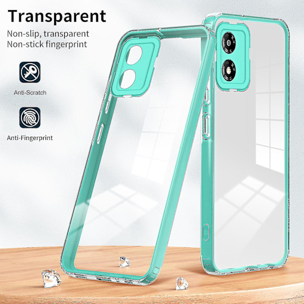 Motorola Moto E13 4g 3-in-1 Läpinäkyvä Suojakuori Kameran Suojaus Tpu + PC Pudotuksenkestävä Kotelo Light Green