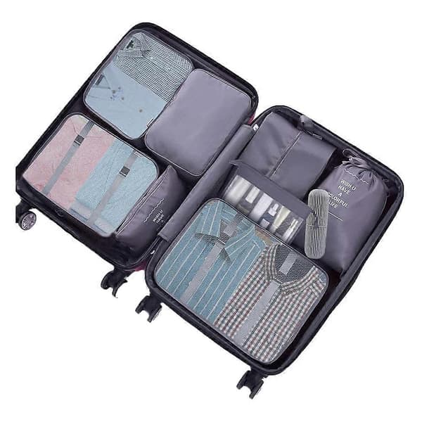Packpåsar för resväska, 9 delar Lättviktsväska Organizer Väskset Bagage Packorganisatörer grey