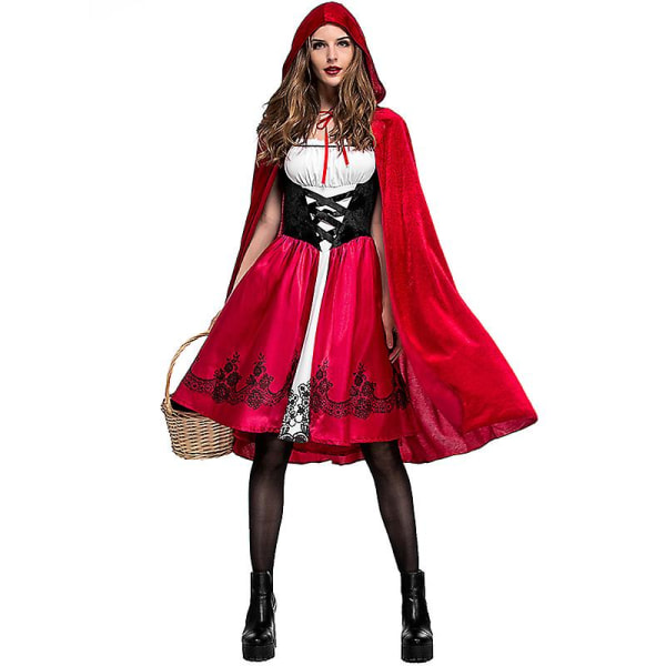 Naisten Pieni Punahilkka -asu Halloween Fantasia Hen Party Cosplay -asu S