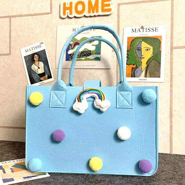 Baby Souvenir Tegnefilm Filt Tote Bag Gavepose Indkøbspose Dukke Light blue