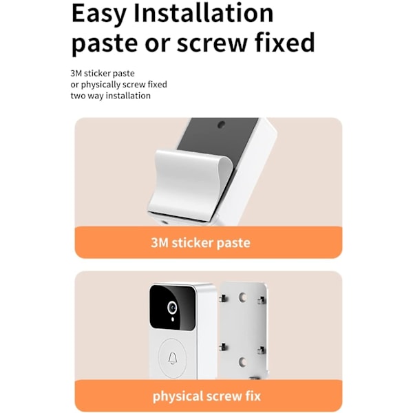 Smart videodörrklocka hem intercom, smart trådlös fjärrstyrd videodörrklocka, högupplöst nattseende wifi laddning stöldskydd dörrklocka, tvåvägs