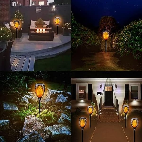 4-pack Solar Torches LED Flickering Flame Outdoor Waterproof Solar Lights Pathway Lights Landscape Lanterns Decorative Lighting Automatic On/Off