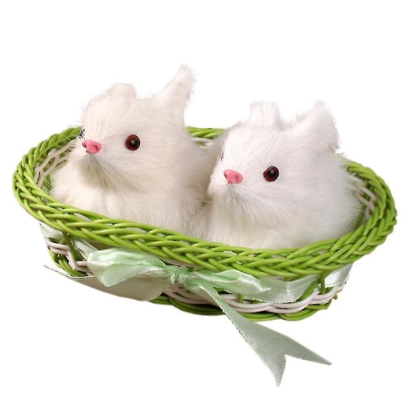 Sett kaninfigurer Home Decor Easter Bunny Basket Fluffy Easter Bunny