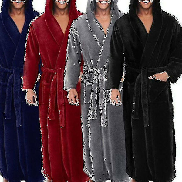 Männs Fleece-huvad Lång Mjuk Badrock S O Blue S