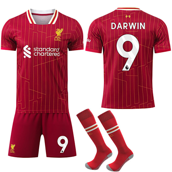 2024-2025 Liverpool Home Kids Adult Football Shirt With Socks No.9 DARWIN