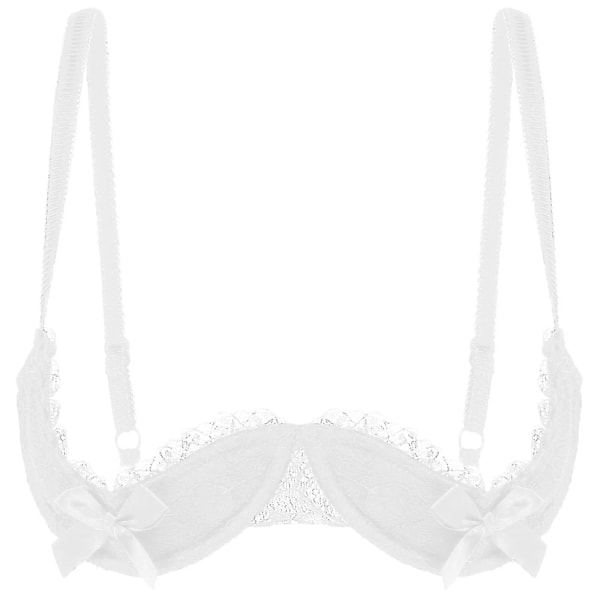 Damunderkläder, spetsbh med bygel, halterhalsband, O-ring, push-up, genomskinlig, Xinmu White B 5XL