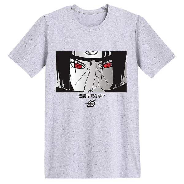 Unisex anime Uchiha Itachi printed T-shirts Casual sommar kortärmade toppar Presenter Gray XL