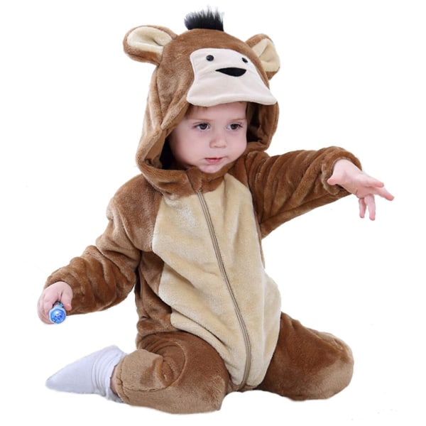 Reedca Taaperoiden dinosaurusasu lapsille, söpö hupullinen Onesie-eläinasu Halloween Monkey 12-18 Months
