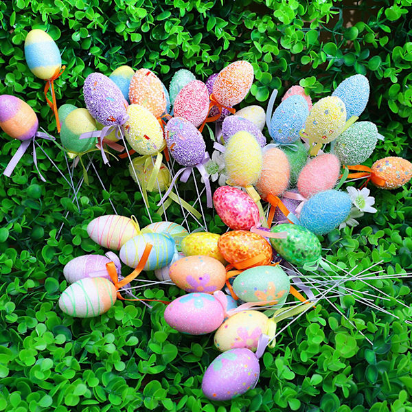 Påskepynt Kreativ Tegneserie Skum Kunstig Blomst Påskehare Dekoration til Fest 4