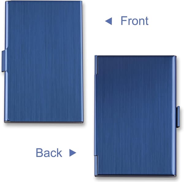 Visitkortholder, slankt etui, lommemetaletui blue