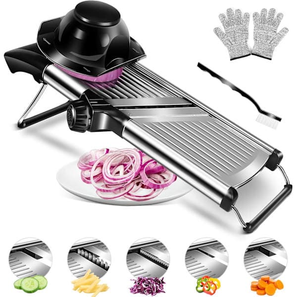 Adjustable Stainless Steel Mandoline Slicer with Built-in Sharp Blade, Multifunctional Vegetable Slicer, for Fruit and Food