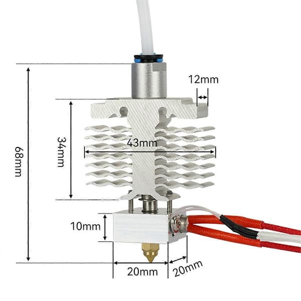 3D-printer Hot End-sæt til -3 Neo/V2 Neo/Max Neo Hotend 24V 40W Termistor 0,4 mm dyse Silver