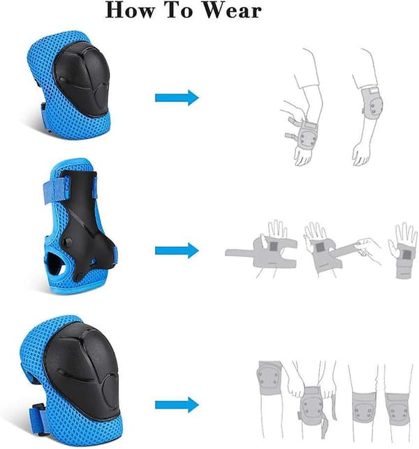 Knäskydd för barn, set med 6 stycken, skyddsutrustning set armbågsskydd handledsskydd knäskydd